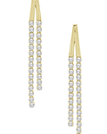 Bellísimos Aros Largos Dobles Diamantes Oro Amarillo 18K