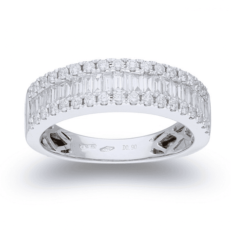 Anillo Cintillo Diamantes Baguette 1.4 Ct Oro Blanco 18k
