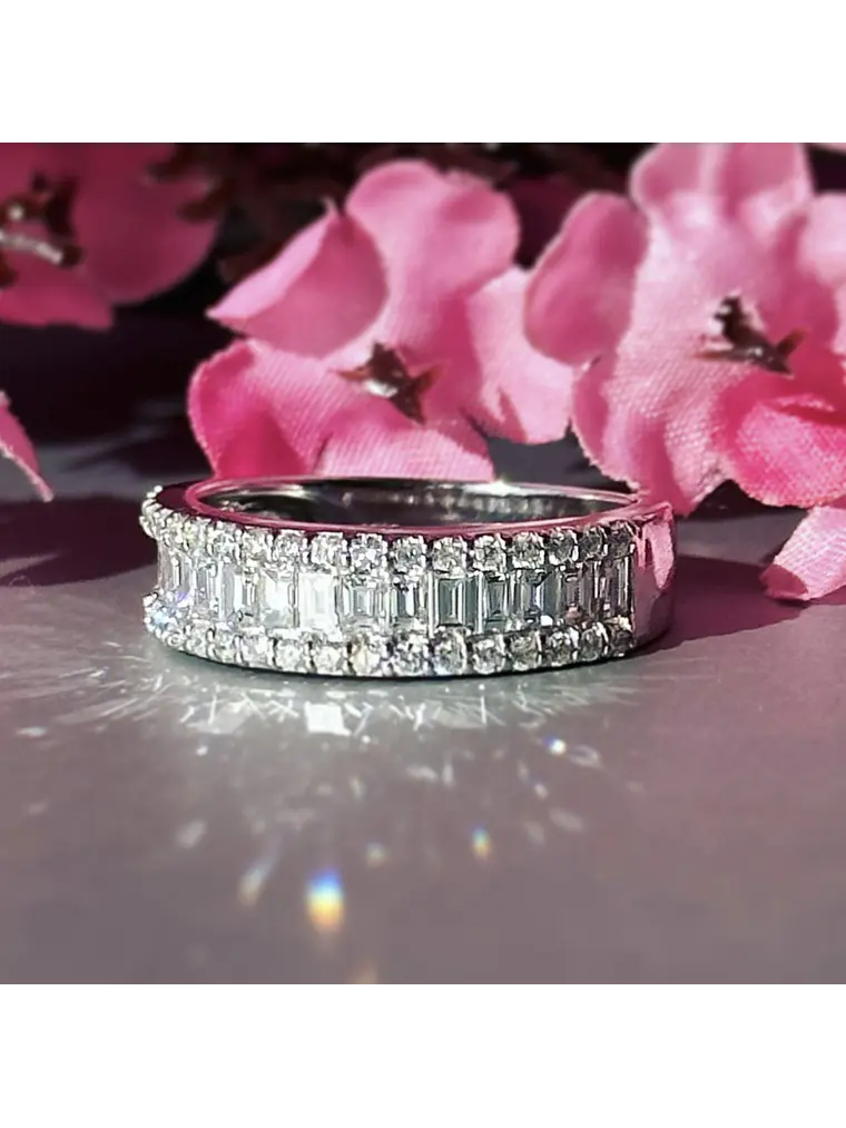 Anillo Cintillo Diamantes Baguette 1.4 Ct Oro Blanco 18k 2