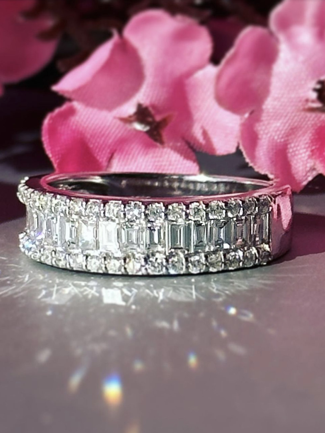 Anillo Cintillo Diamantes Baguette 1.4 Ct Oro Blanco 18k 2