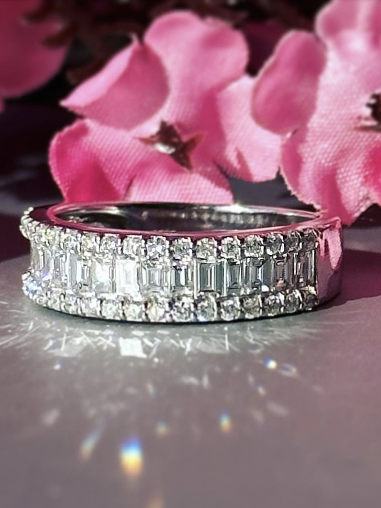 Anillo Cintillo Diamantes Baguette 1.4 Ct Oro Blanco 18k 2