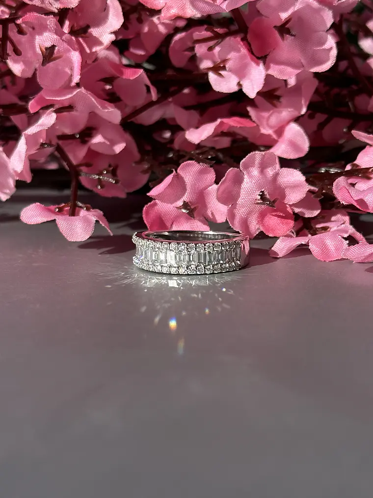 Anillo Cintillo Diamantes Baguette 1.4 Ct Oro Blanco 18k 4