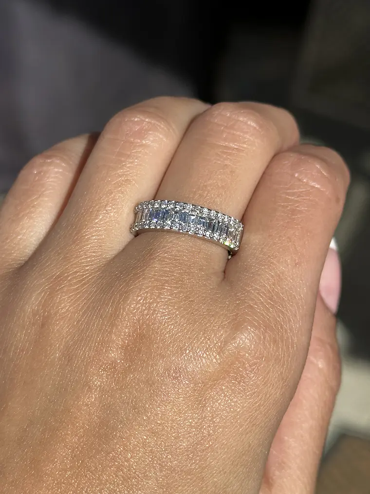 Anillo Cintillo Diamantes Baguette 1.4 Ct Oro Blanco 18k 6