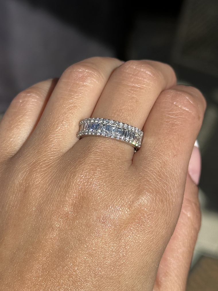 Anillo Cintillo Diamantes Baguette 1.4 Ct Oro Blanco 18k 6