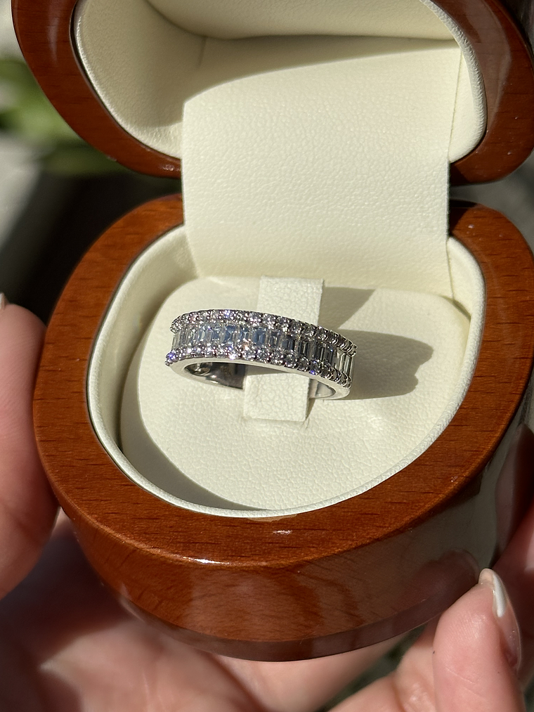 Anillo Cintillo Diamantes Baguette 1.4 Ct Oro Blanco 18k 7