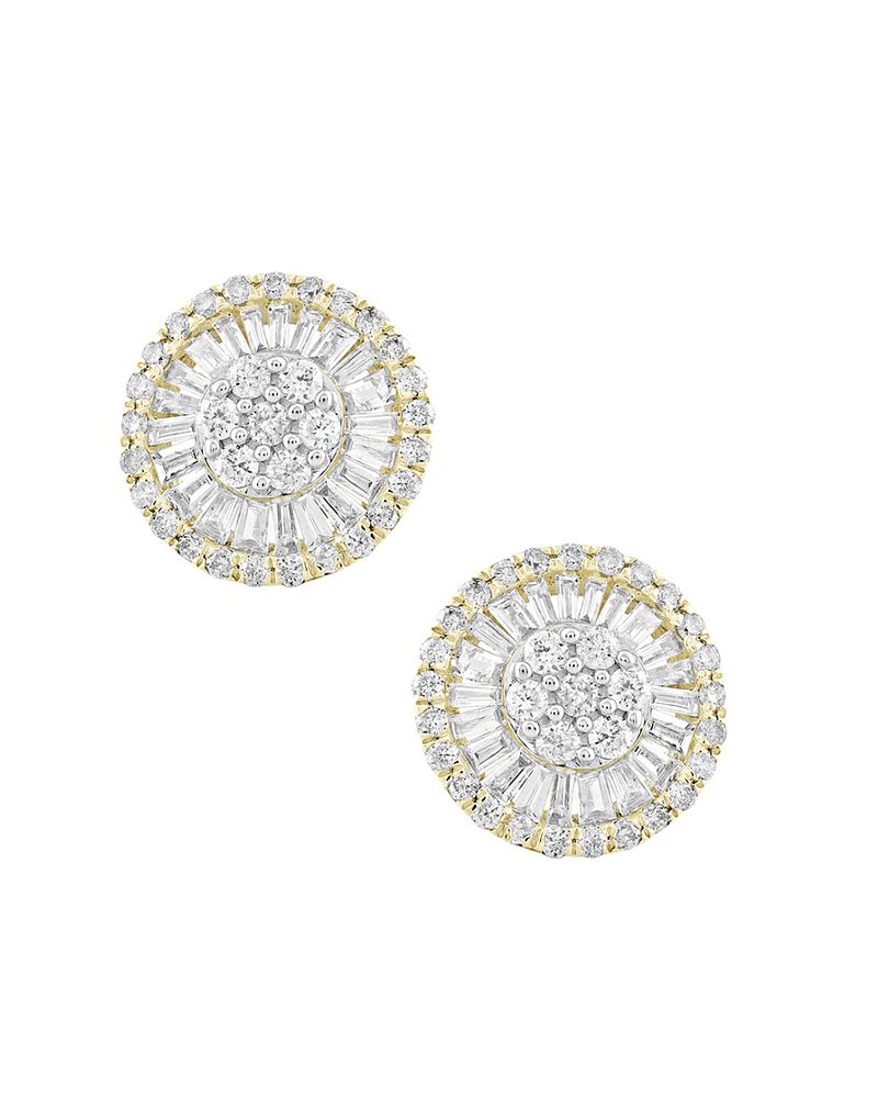 Aros Diamantes Redondos Grandes 11 mm en Oro Blanco 18K