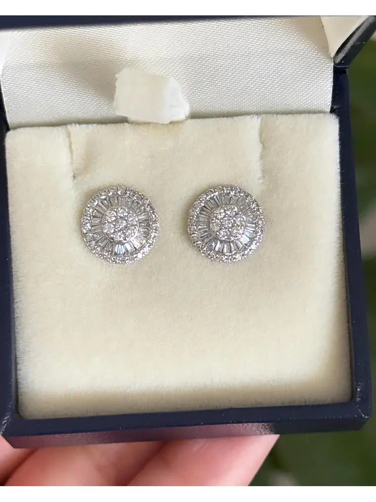 Aros Diamantes Redondos Grandes 11 mm en Oro Blanco 18K 3