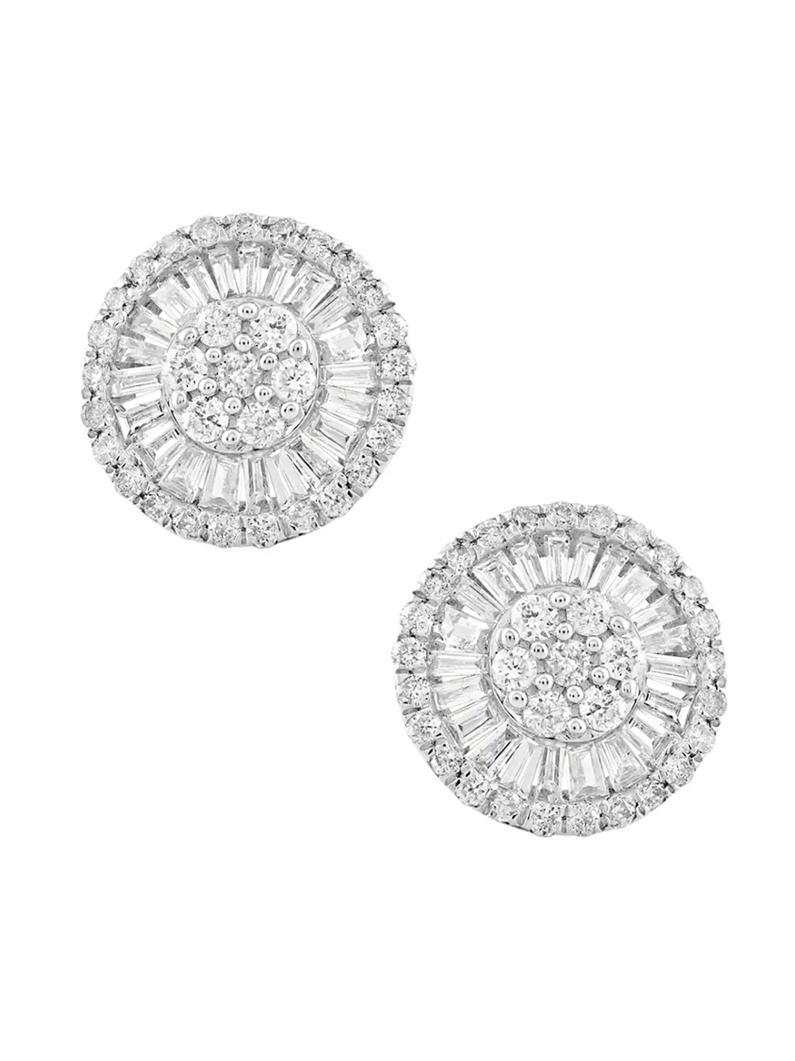 Aros Diamantes Redondos Grandes 11 mm en Oro Blanco 18K 1