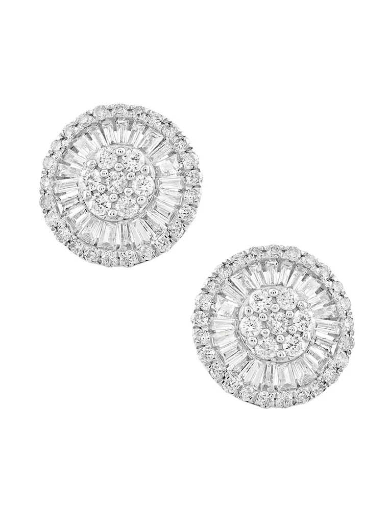 Aros Diamantes Redondos Grandes 11 mm en Oro Blanco 18K 1