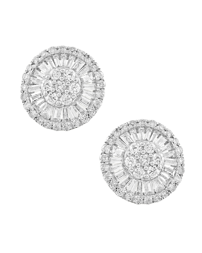 Aros Diamantes Redondos Grandes 11 mm en Oro Blanco 18K