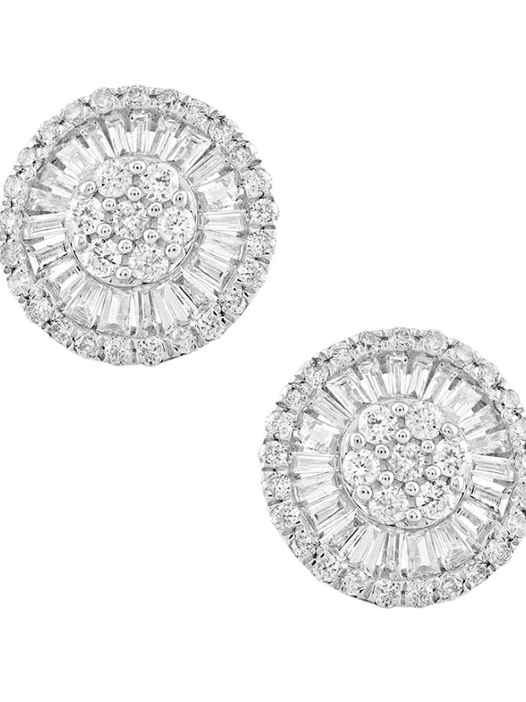 Aros Diamantes Redondos Grandes 11 mm en Oro Blanco 18K 1