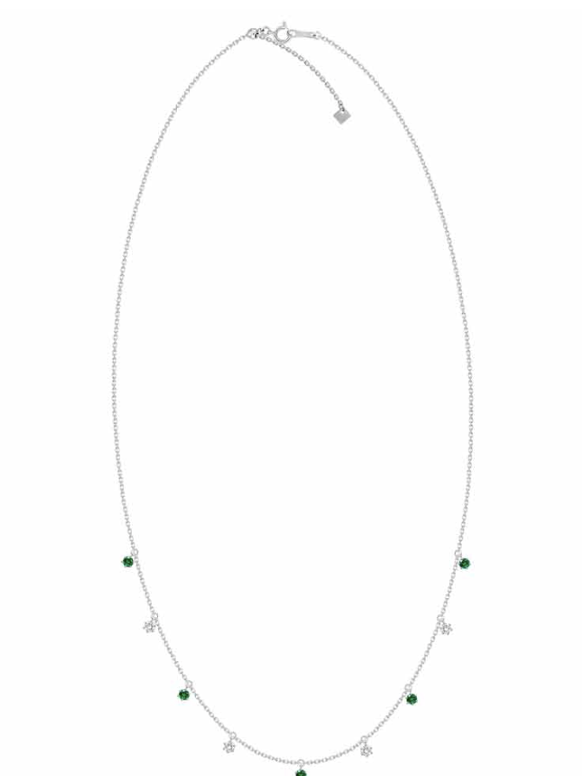 Collar Esmeraldas y Diamantes Colgantes Mediano Oro Blanco 18K 2