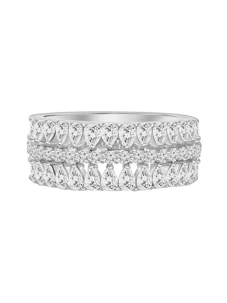 Anillo Medio Cintillo Ancho Diamantes en Oro Blanco 18K 2