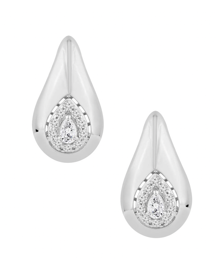 Maravillosos y Elegantes Aros Gota Bottega Diamantes Oro Blanco 18K