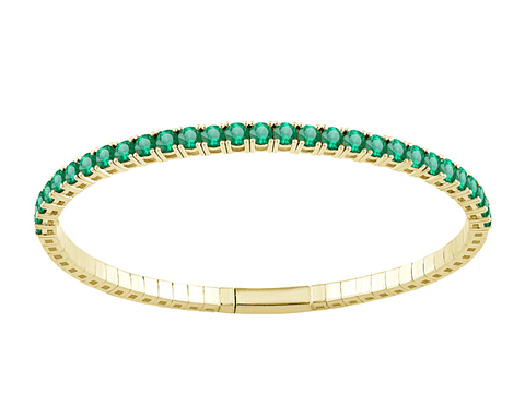 Bellísima Esclava Flexible de Esmeraldas en Oro Amarillo 18K 