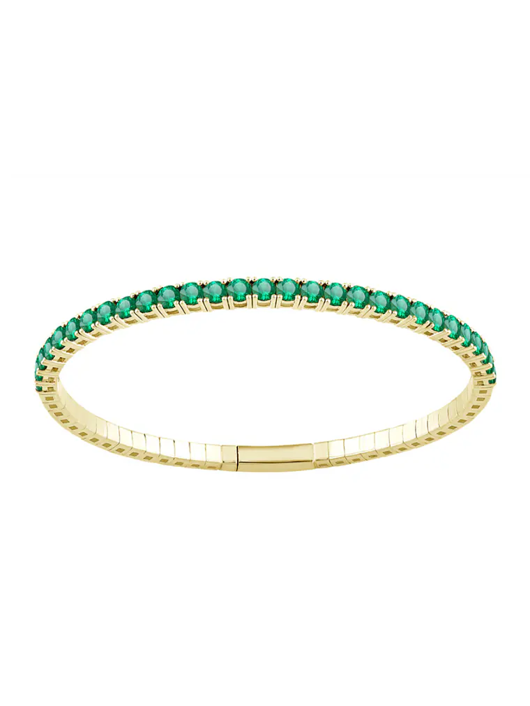 Bellísima Esclava Flexible de Esmeraldas en Oro Amarillo 18K  1