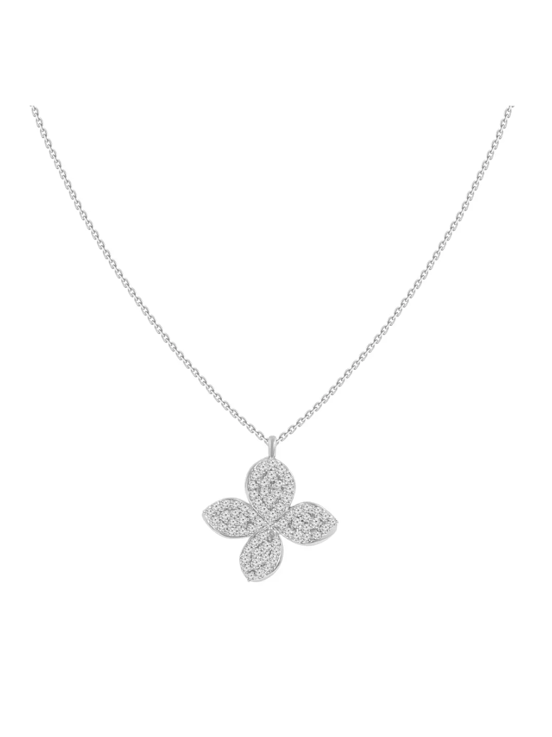 Collar Flor de Diamantes en Oro Blanco 18K 3