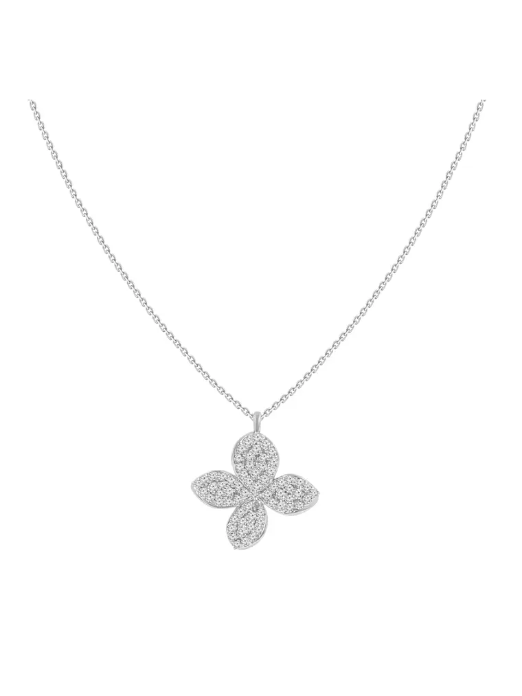 Collar Flor de Diamantes en Oro Blanco 18K 3