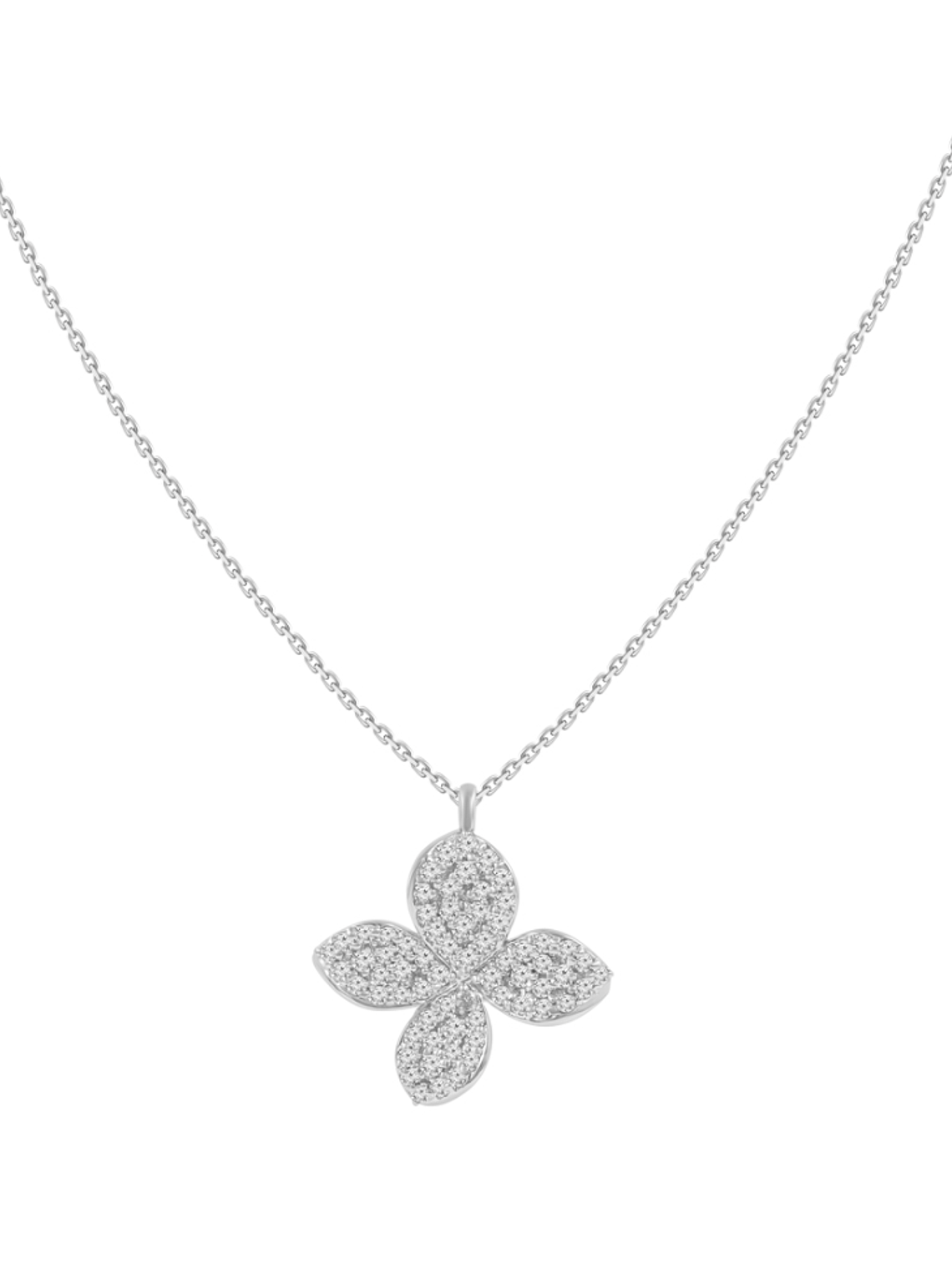 Collar Flor de Diamantes en Oro Blanco 18K 3