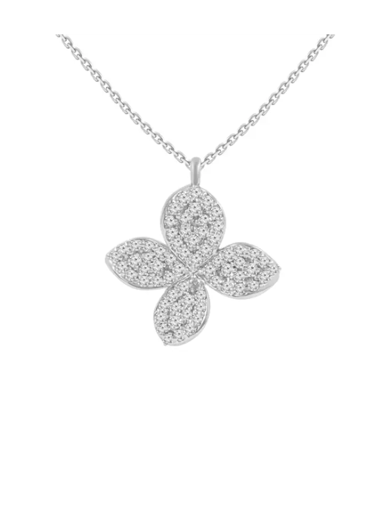 Collar Flor de Diamantes en Oro Blanco 18K 2