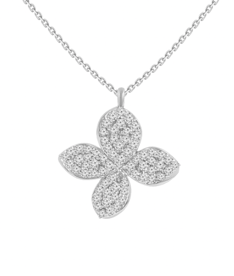 Collar Flor de Diamantes en Oro Blanco 18K