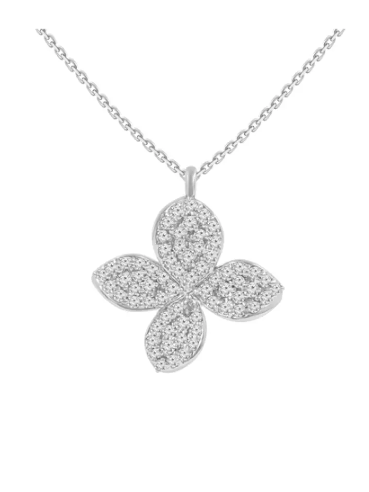 Collar Flor de Diamantes en Oro Blanco 18K 1