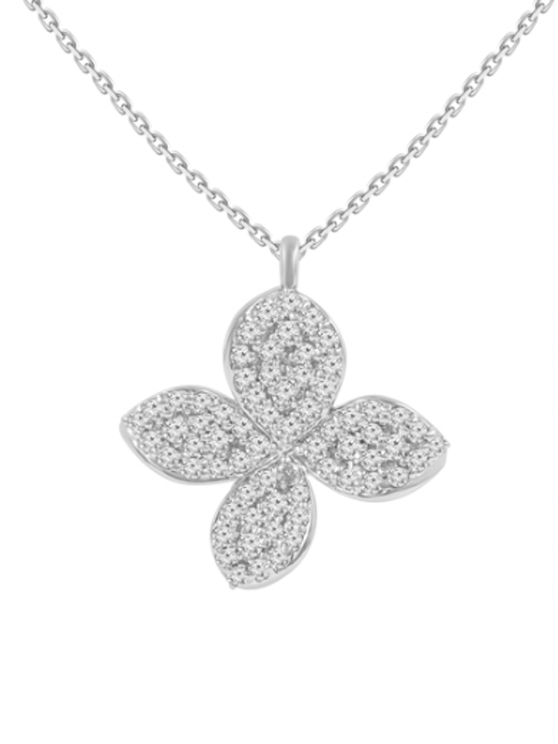 Collar Flor de Diamantes en Oro Blanco 18K 1