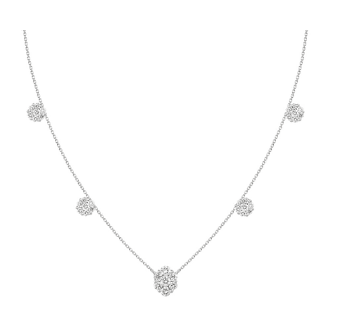 Collar de Diamantes Colgantes 100 Puntos Oro Blanco 18K