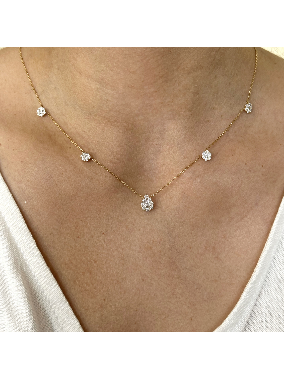 Collar de Diamantes Colgantes 100 Puntos Oro Blanco 18K 2