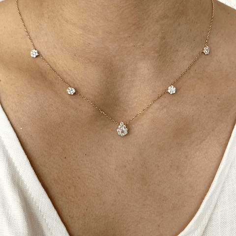 Collar de Diamantes Colgantes 100 Puntos Oro Blanco 18K