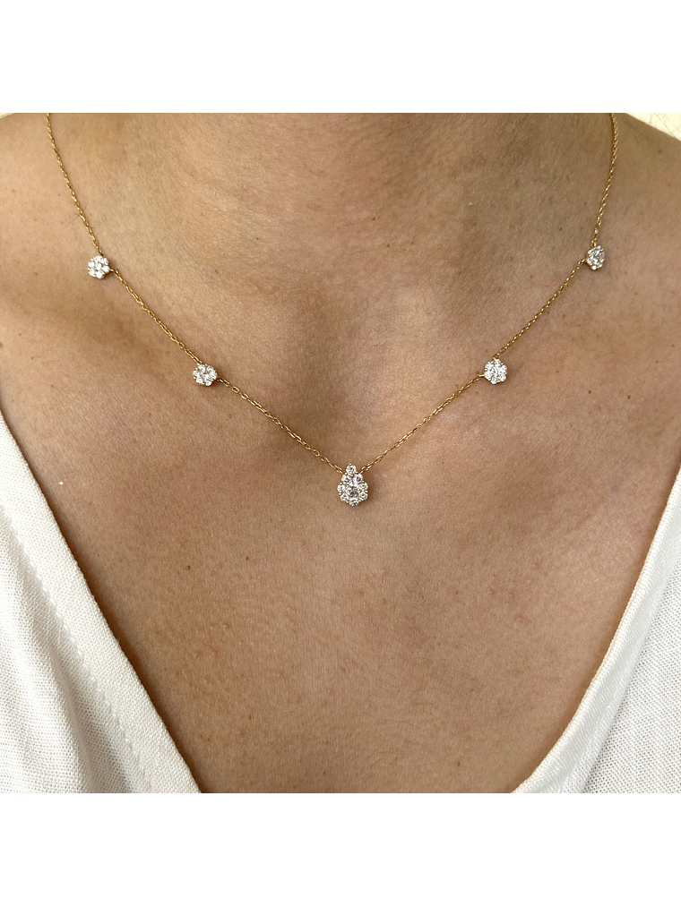 Collar de Diamantes Colgantes 100 Puntos Oro Blanco 18K 2