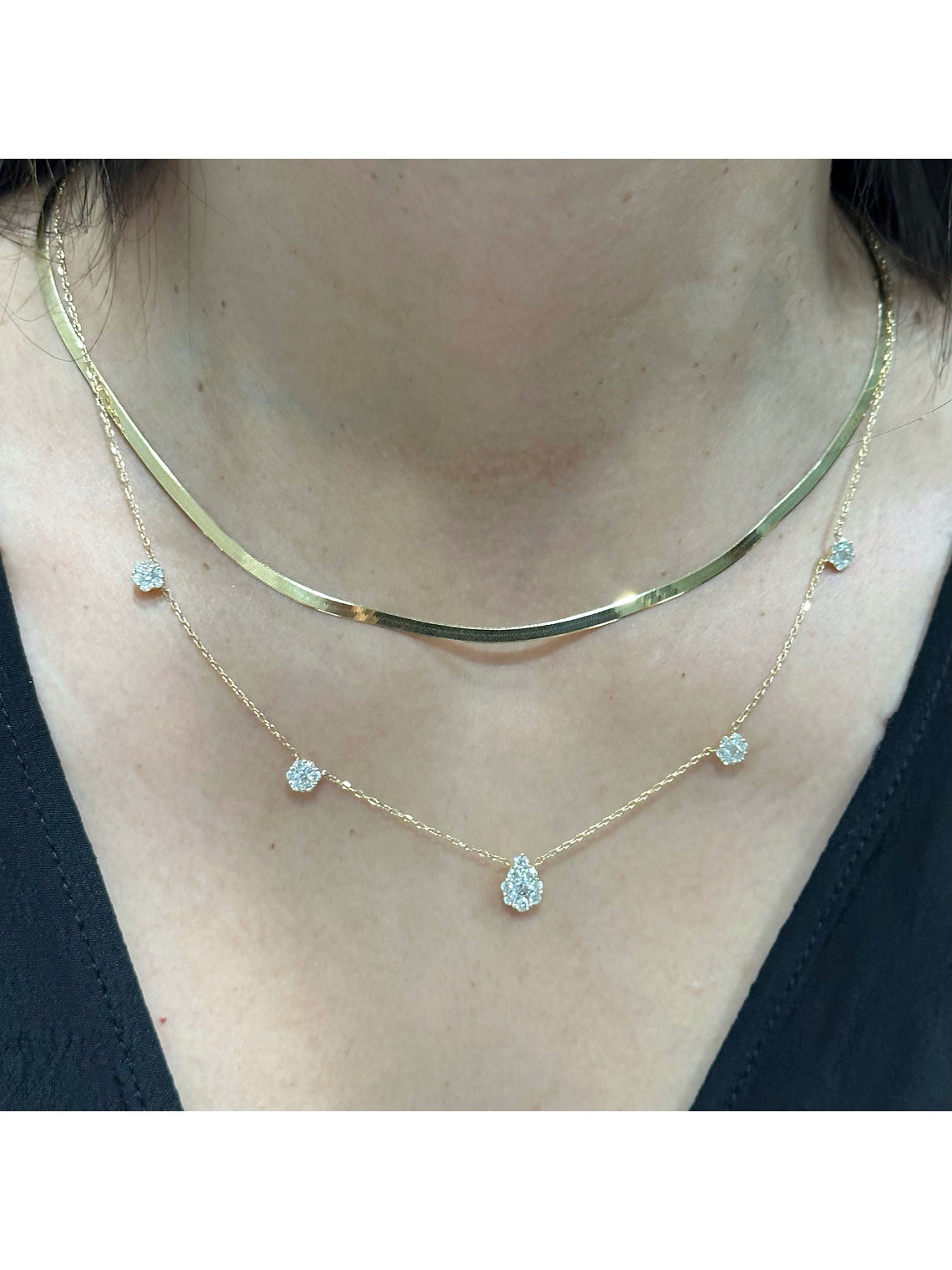 Collar de Diamantes Colgantes 100 Puntos Oro Blanco 18K 3