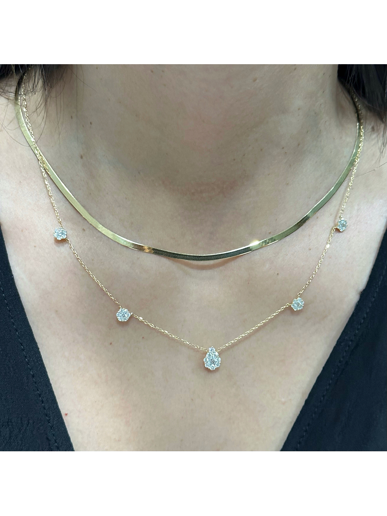 Collar de Diamantes Colgantes 100 Puntos Oro Blanco 18K 3