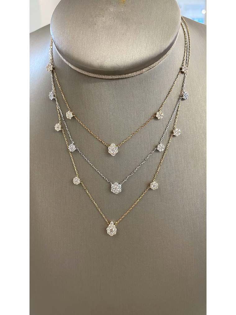 Collar de Diamantes Colgantes 100 Puntos Oro Blanco 18K 6