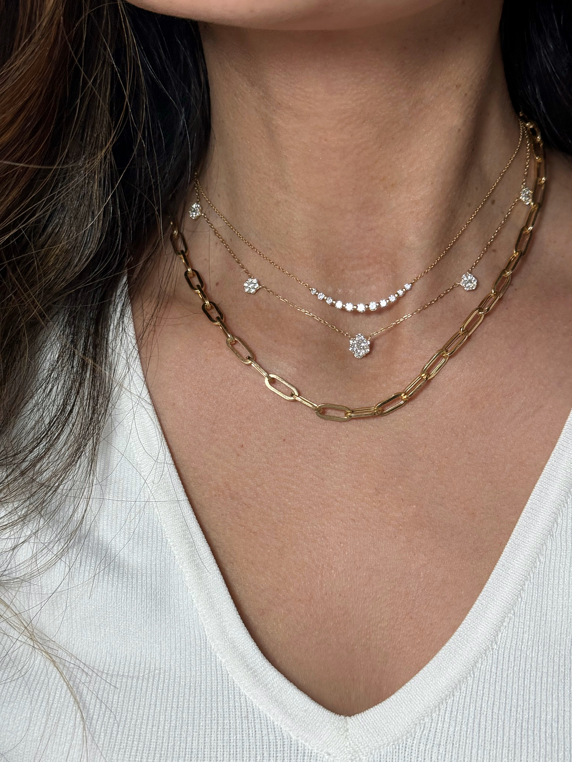 Collar de Diamantes Colgantes 100 Puntos Oro Blanco 18K 8