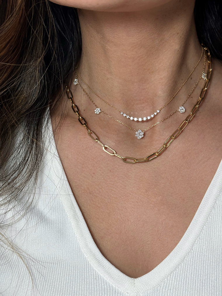 Collar de Diamantes Colgantes 100 Puntos Oro Blanco 18K 8