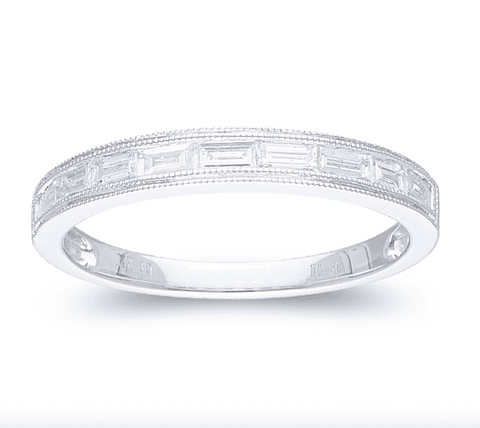 Anillo Cintillo Diamantes Baguette Oro Blanco 18K