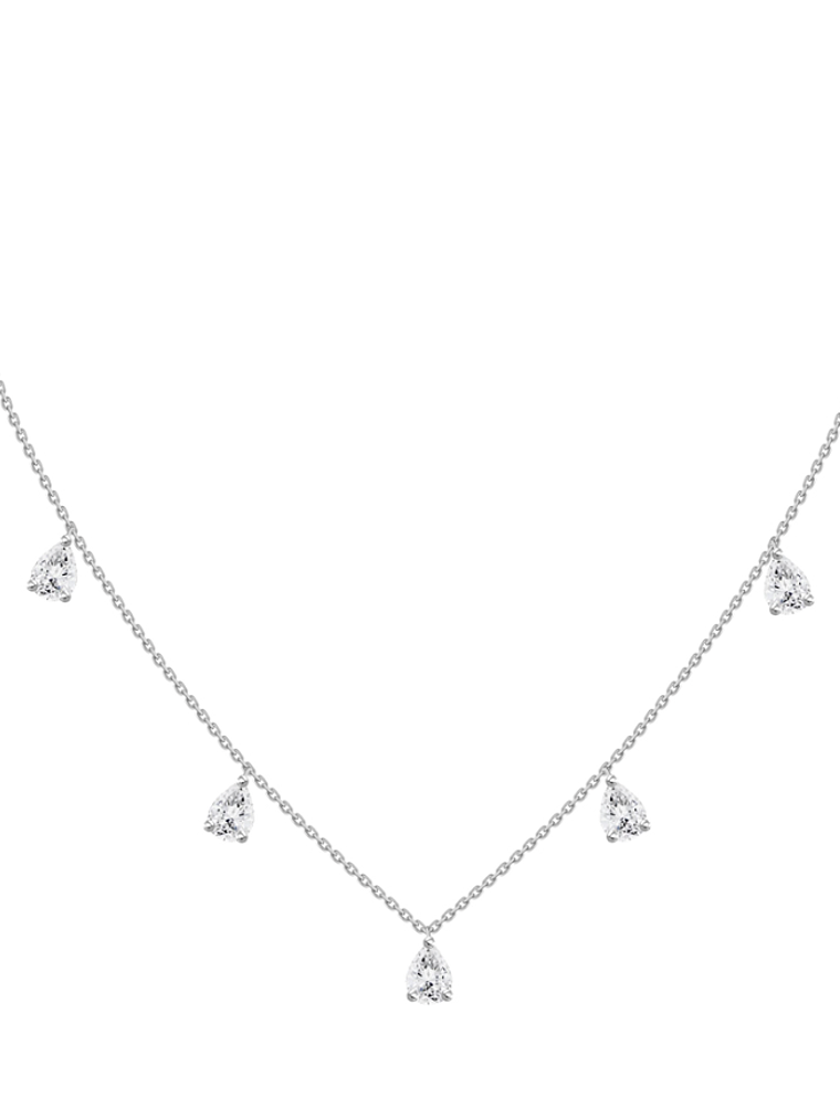 Collar de Diamantes Gota Colgantes 105 Puntos Oro Blanco 18K 1