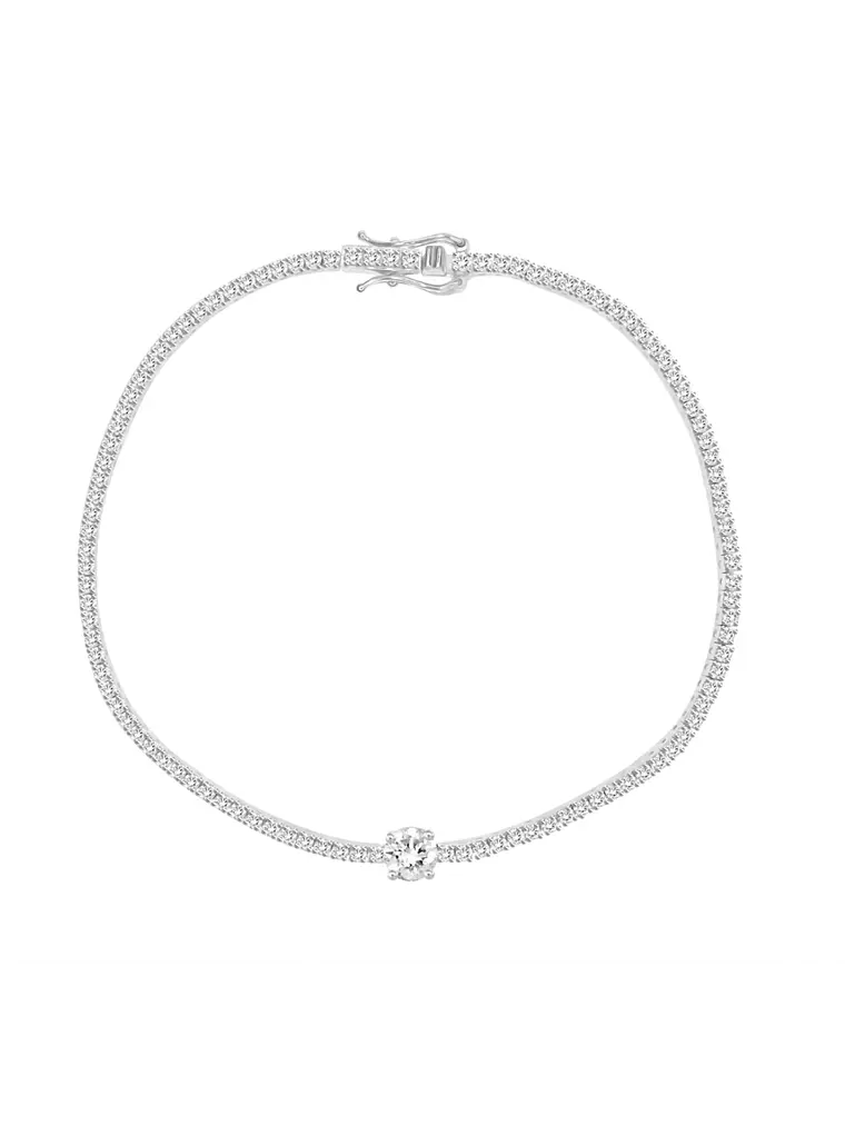 Maravillosa Pulsera Tennis Diamante Central Gran Tamaño en Oro Blanco 18K 1