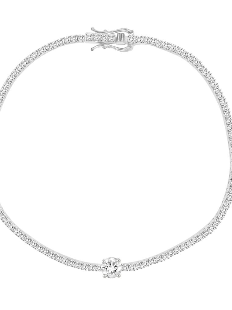 Maravillosa Pulsera Tennis Diamante Central Gran Tamaño en Oro Blanco 18K 1