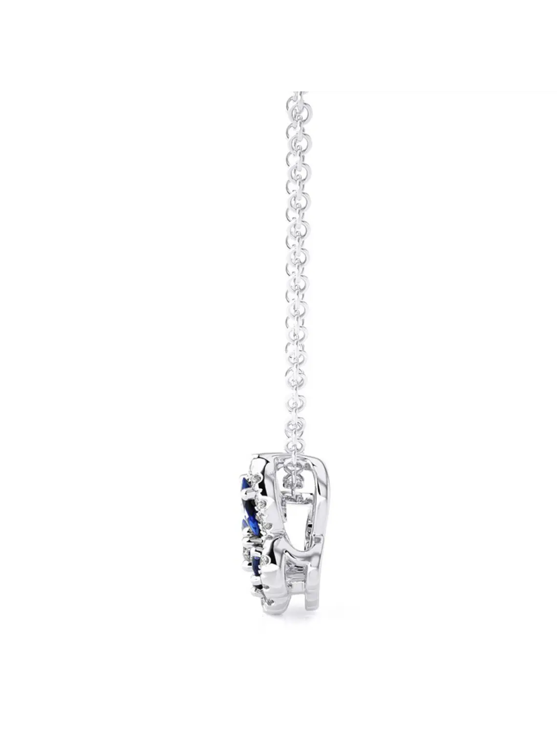 Colgante Mariposa Zafiros Azules y Diamantes en Oro Blanco 18K 4