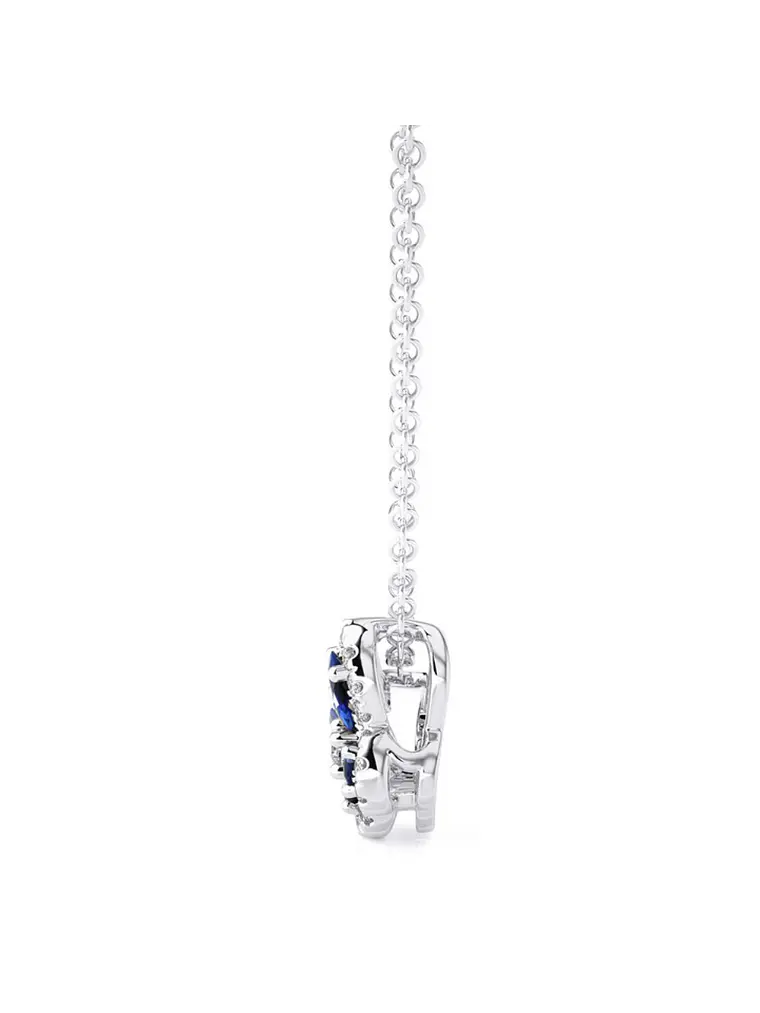Colgante Mariposa Zafiros Azules y Diamantes en Oro Blanco 18K 4