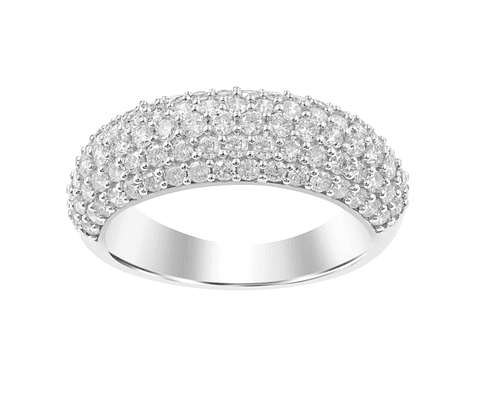 Gran Anillo Cintillo Engaste en Pavé Oro Blanco 18K