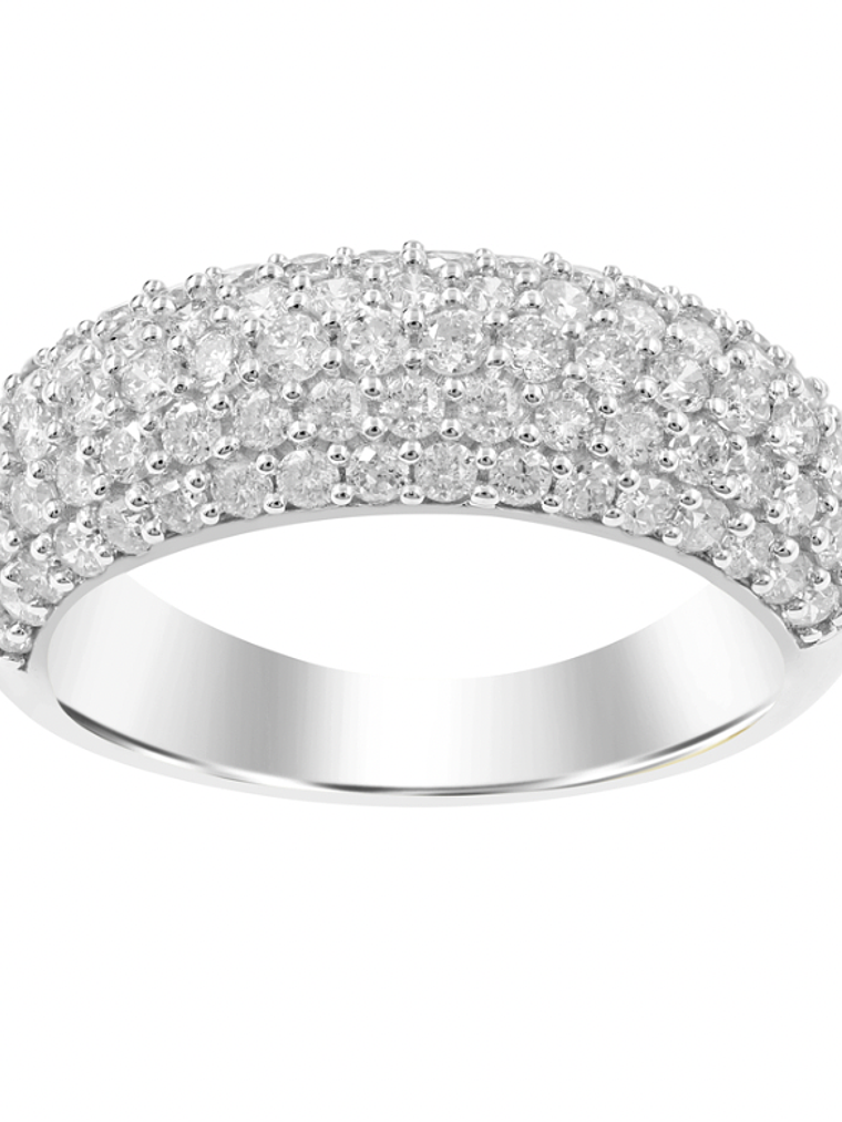 Gran Anillo Cintillo Engaste en Pavé Oro Blanco 18K 1