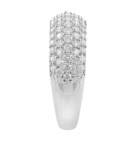 Gran Anillo Cintillo Engaste en Pavé Oro Blanco 18K