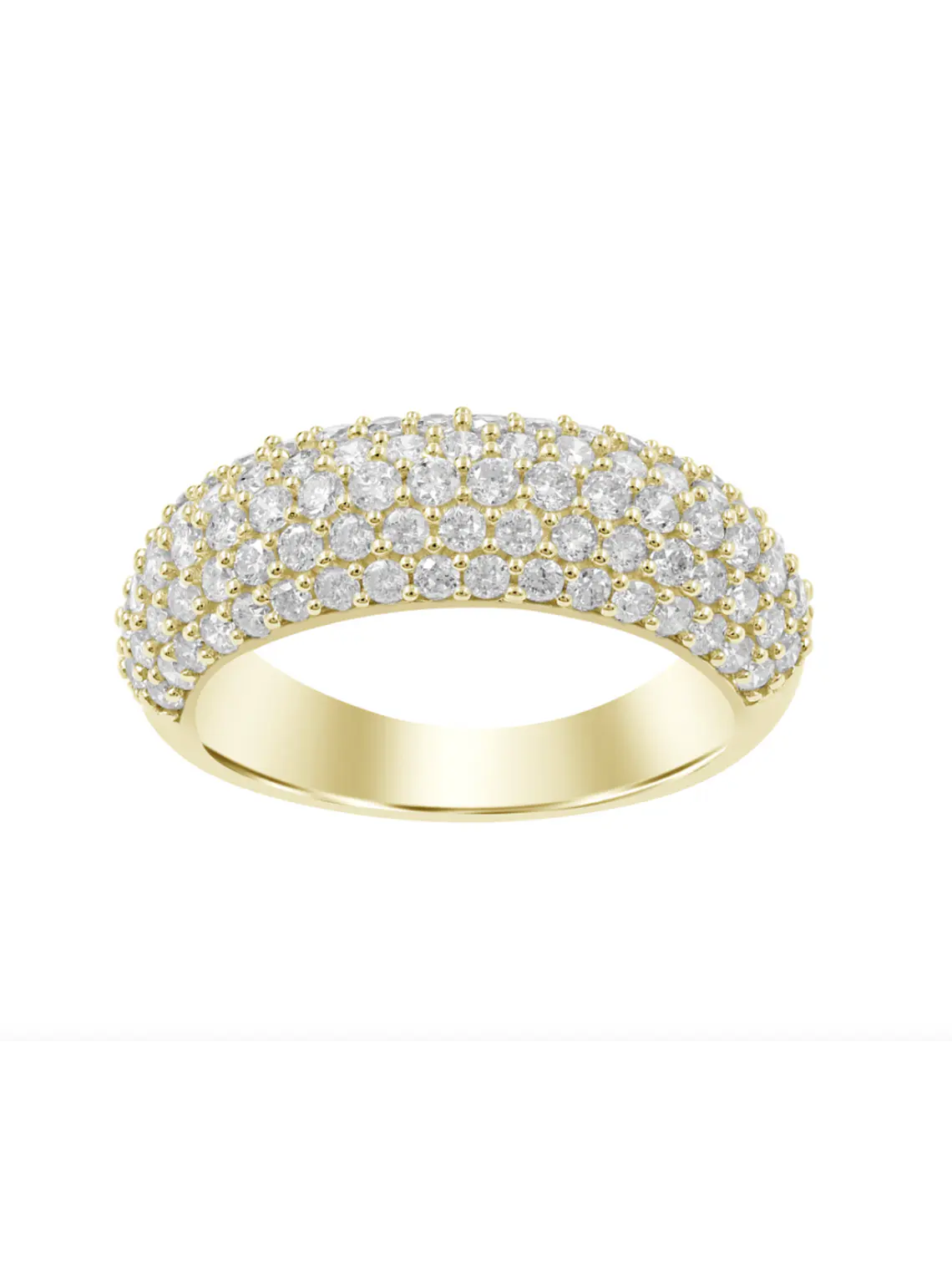 Gran Anillo Cintillo Engaste en Pavé Oro Amarillo 18K 1