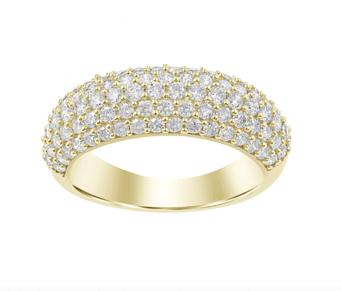 Gran Anillo Cintillo Engaste en Pavé Oro Amarillo 18K