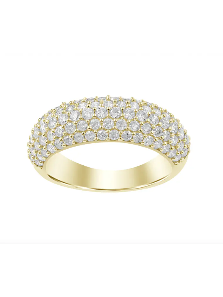 Gran Anillo Cintillo Engaste en Pavé Oro Amarillo 18K 1
