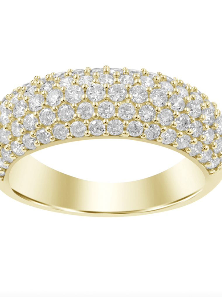 Gran Anillo Cintillo Engaste en Pavé Oro Amarillo 18K 1