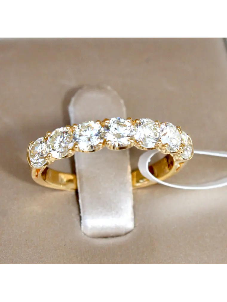 Magnífico Anillo  de Compromiso Cintillo Diamantes Oro Amarillo 18K 2